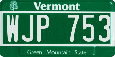 VT license plate WJP753