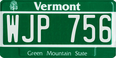 VT license plate WJP756