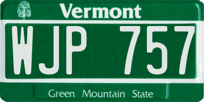 VT license plate WJP757