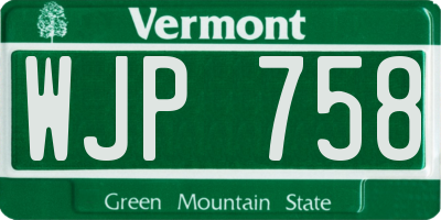 VT license plate WJP758