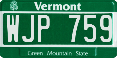VT license plate WJP759