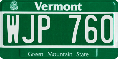 VT license plate WJP760