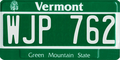 VT license plate WJP762
