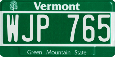 VT license plate WJP765