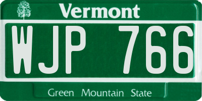VT license plate WJP766