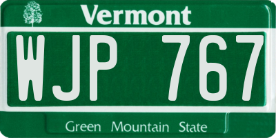 VT license plate WJP767
