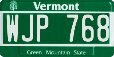 VT license plate WJP768