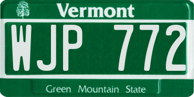 VT license plate WJP772
