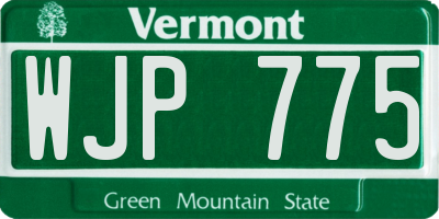 VT license plate WJP775