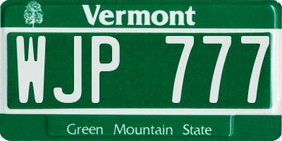 VT license plate WJP777