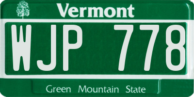 VT license plate WJP778