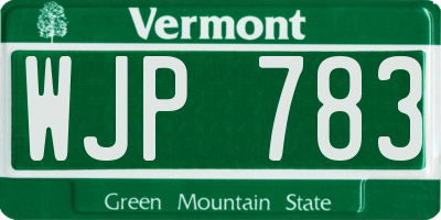 VT license plate WJP783