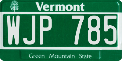 VT license plate WJP785