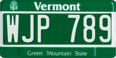 VT license plate WJP789