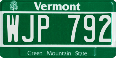 VT license plate WJP792