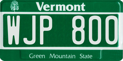 VT license plate WJP800