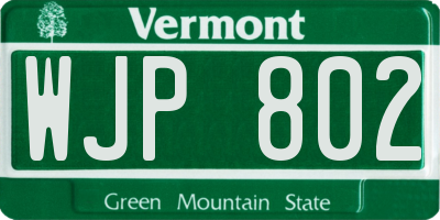 VT license plate WJP802
