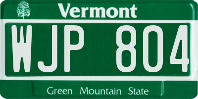 VT license plate WJP804