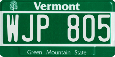 VT license plate WJP805