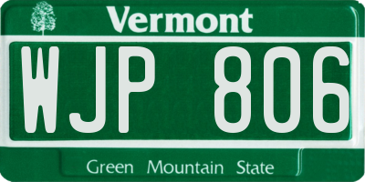 VT license plate WJP806