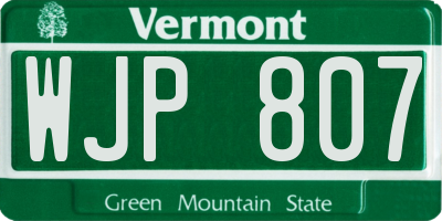 VT license plate WJP807