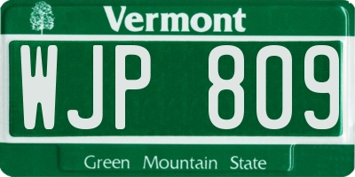 VT license plate WJP809