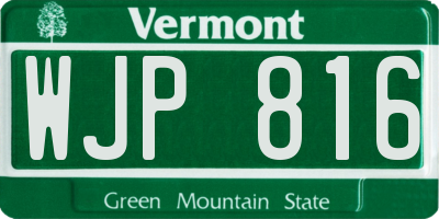 VT license plate WJP816