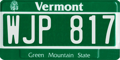 VT license plate WJP817