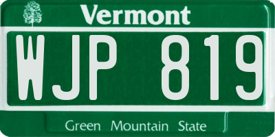 VT license plate WJP819
