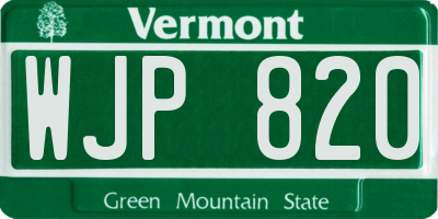 VT license plate WJP820