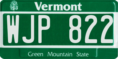 VT license plate WJP822