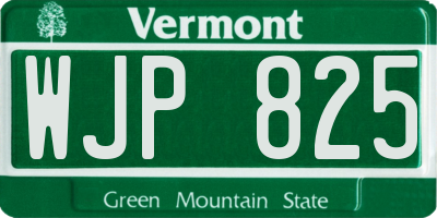 VT license plate WJP825
