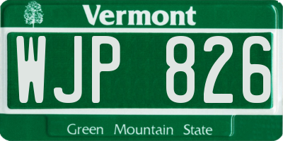 VT license plate WJP826
