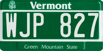 VT license plate WJP827
