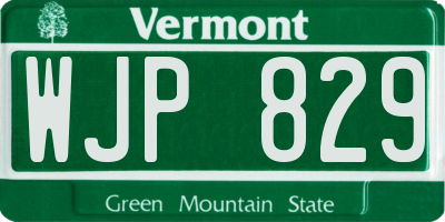 VT license plate WJP829