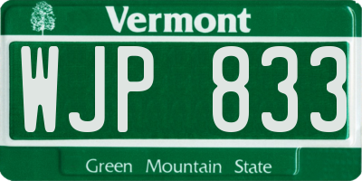 VT license plate WJP833
