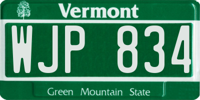 VT license plate WJP834