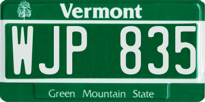 VT license plate WJP835