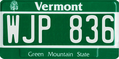 VT license plate WJP836