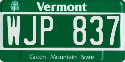VT license plate WJP837