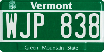 VT license plate WJP838