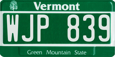 VT license plate WJP839