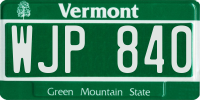 VT license plate WJP840