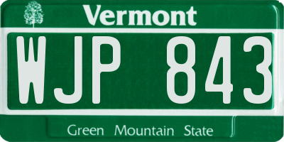 VT license plate WJP843