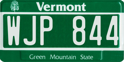 VT license plate WJP844