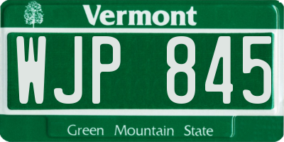 VT license plate WJP845
