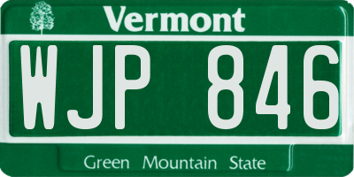 VT license plate WJP846