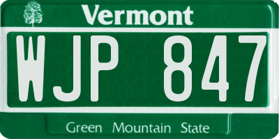 VT license plate WJP847