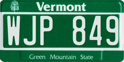 VT license plate WJP849
