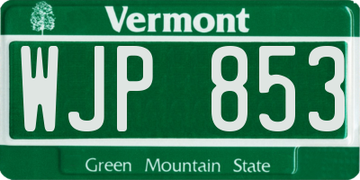 VT license plate WJP853